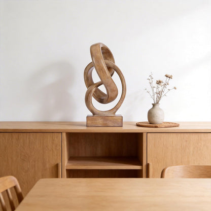 Modern Abstract Knot Sculpture, Artistic Mobius Inspired Resin Decor, Elegant Home and Office Decor, Perfect for Shelves, Desktops, and Mantles, Ideal Gift for Birthdays, Housewarmings (Black)