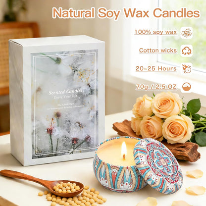 Scented Candles Gift Set, 12 Pack Soy Wax Candles for Home, 12 Scents, Aromatherapy Travel Tins with Gift Box for Women, Birthday, Housewarming, Relaxation