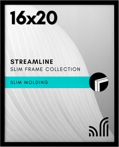 Americanflat 24x36 Poster Frame with Polished Plexiglass - Streamline Collection - Thin Border Picture Frame for Wall Display - Hanging Hardware Included - Black - Colors D