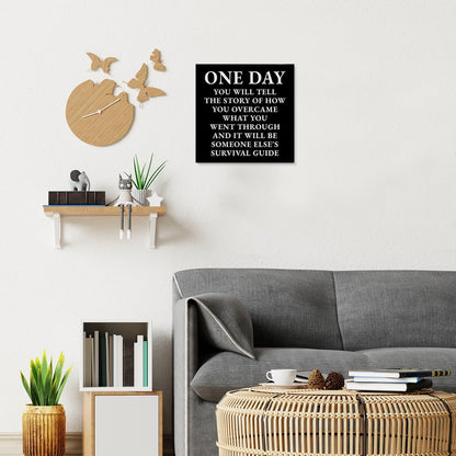 Inspirational Farmhouse Canvas Print Wall Art Decor One Small Positive Thought in the Morning Can Change Your Whole Day Sign Painting Plaque Rustic Home Decoration (8 X 8 Inches, Framed)