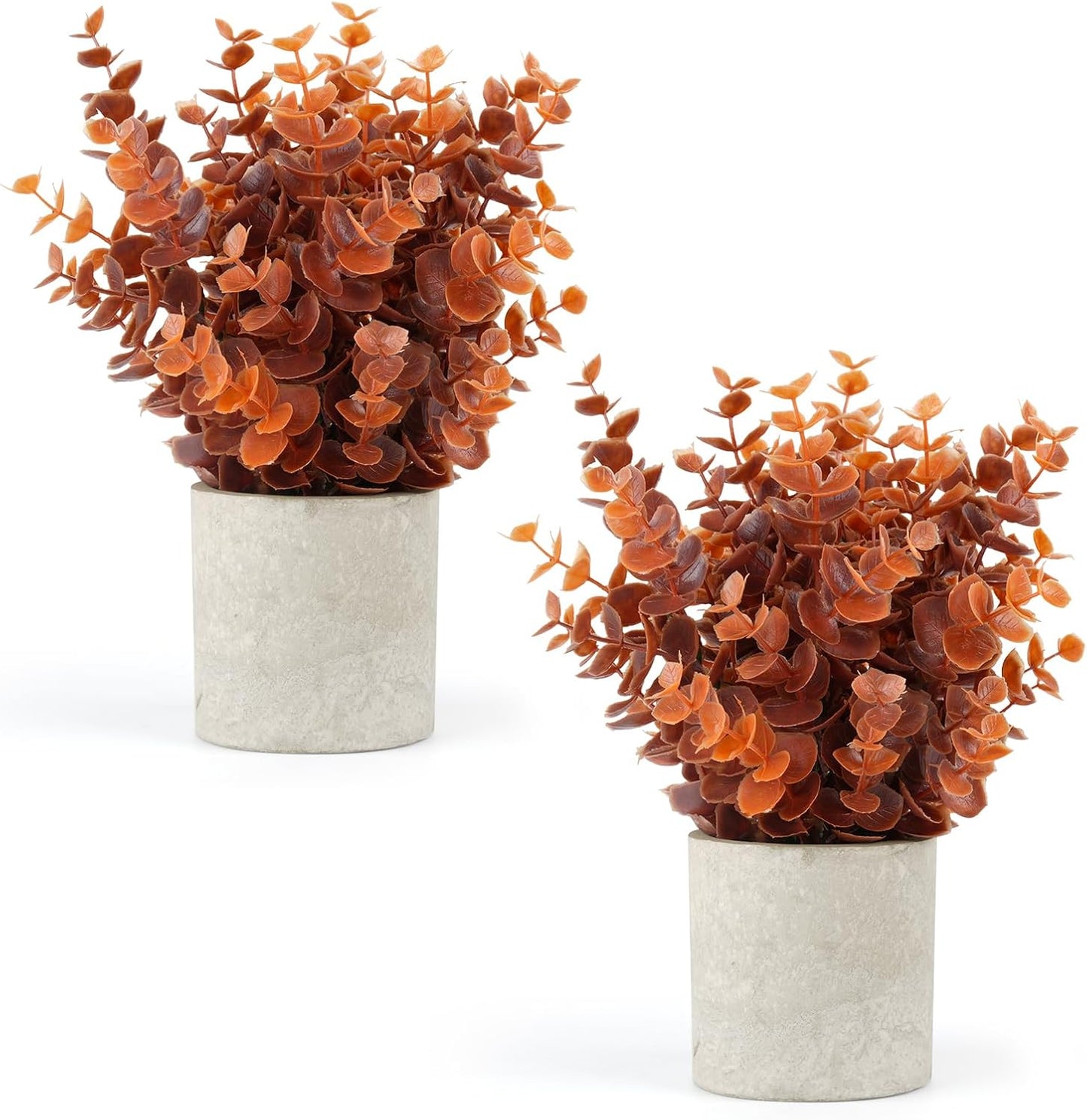 Velener 2 Pcs Small Fake Plants Eucalyptus, Artificial Plants Indoor for Shelf, Potted Eucalyptus Plants for Home/Bathroom/Pottery Barn/Desk/Farmhouse/Coffee Table Decor (Sage Green)