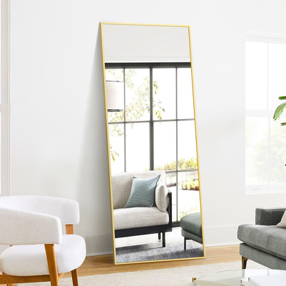 TRAHOME Full Length Floor Mirror 56"x15", Standing Mirror with Aluminum Frame, Large Body Mirror for Bedroom, Living Room and Bathroom, Black