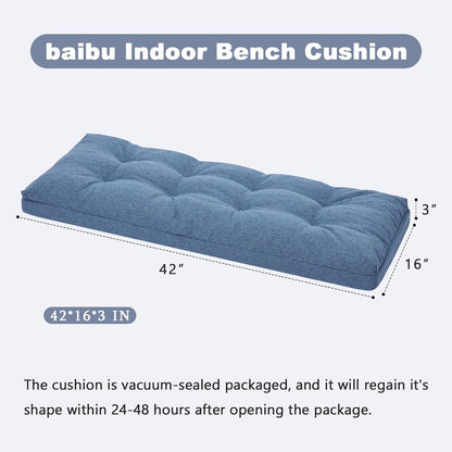 baibu 40 Inch Dual-Layer Patent Design Memory Foam Bench Cushion, Non-Slip Indoor Bench Cushion Standard Size Foam Pad with Machine Washable Cover (Dark Grey, 40x16x3in)