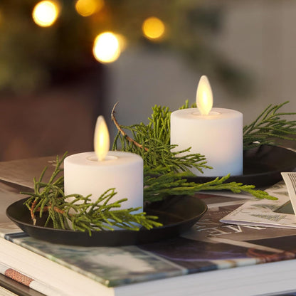 Luminara Flickering Flameless Pearl Ivory Tealights - Warm LED Light Flame Votives - Battery Operated Decor for Dining Room Table Centerpieces, Fireplace Mantel, Dinner Party, Reception - Set of 4
