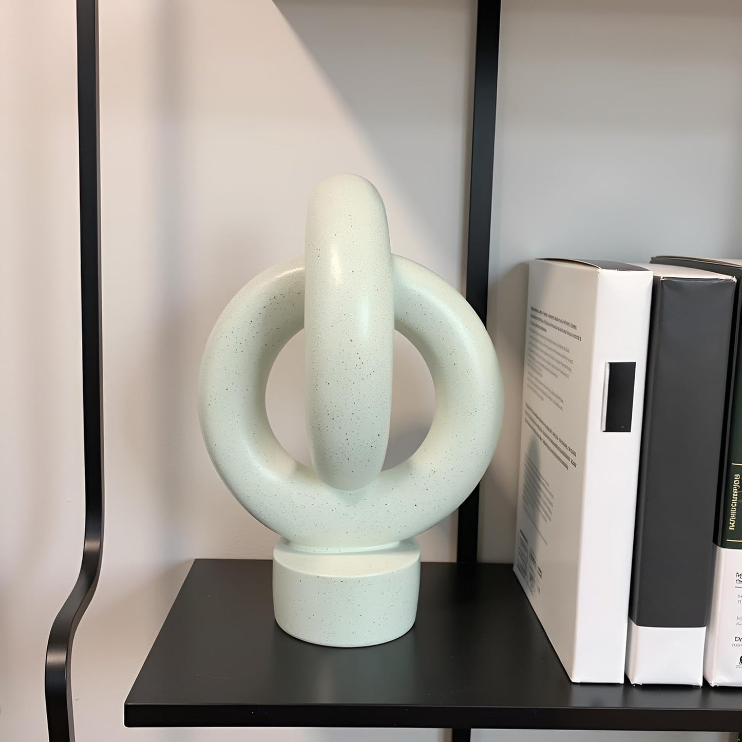 10" Modern Abstract Ribbon Decorative Sculpture, Knot Sculptures,Home Decor,Coffee Table Statues,Dining Living Room Desk Decor（White）