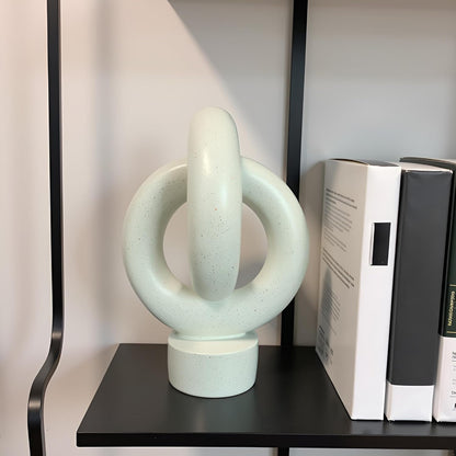 10" Modern Abstract Ribbon Decorative Sculpture, Knot Sculptures,Home Decor,Coffee Table Statues,Dining Living Room Desk Decor（White）