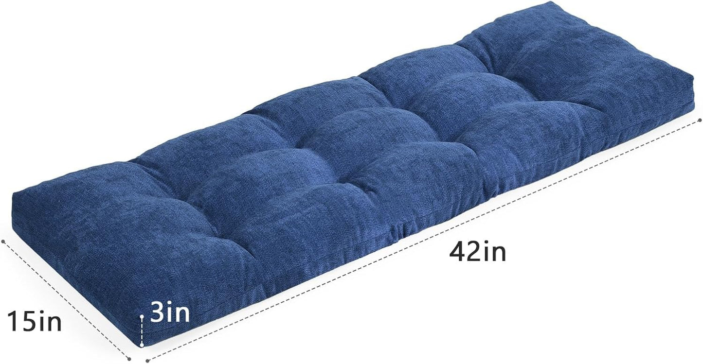 baibu 36 Inch Memory Foam Bench Cushion, Dual-Layer Patent Design Non-Slip Indoor Bench Cushion with Ties, 36x15x3Inch, Beige