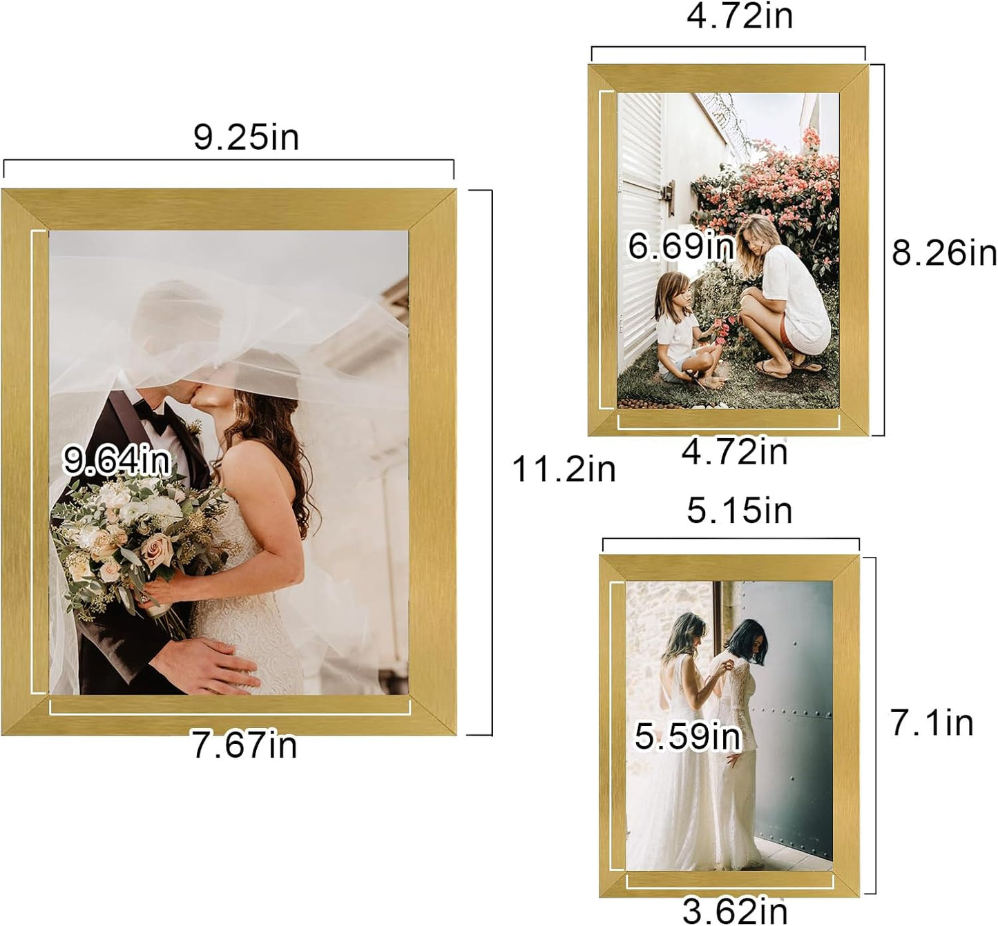 LUCKYLIFE Picture Frames Collage Wall Decor 10-Pack, Gallery Wall Frame Set with 8x10 5x7 4x6 Frames in 3 Different Finishes