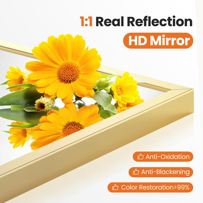 Sweetcrispy 24 Inch Round Wall Mirror with Tempered Glass, Bathroom Mirror Over Sink, Anti-Fog & Waterproof Round Mirror for Bathroom, Entryway, Bedroom, Shatterproof Design, Black