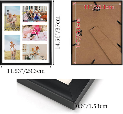 PHAREGE 5 Openings 4x6 Picture Frame Collage Black 4 Pack, 11x14 Poster Frame Set of 4, Display Family Wedding Photos Horizontal or Vertical on The Wall
