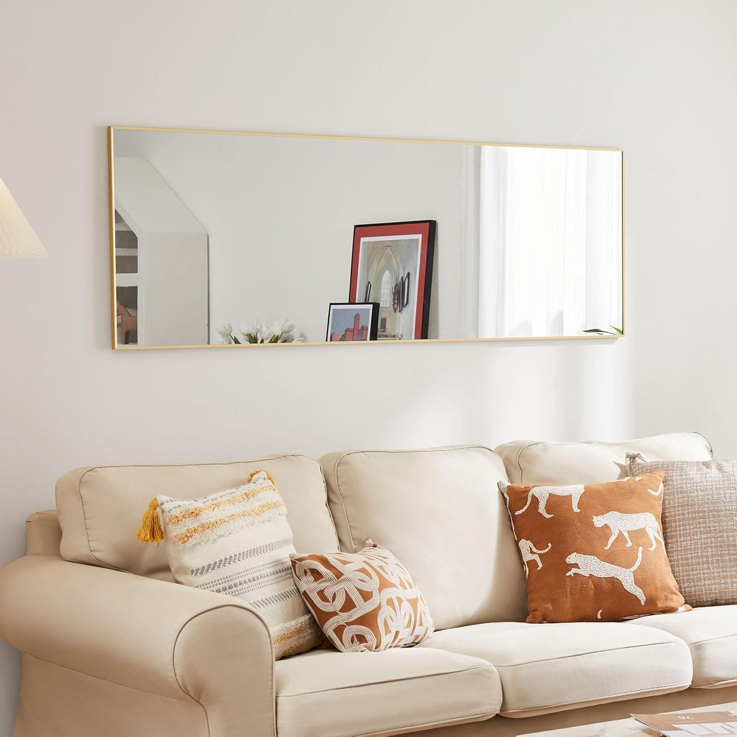 OLIXIS Black Arched Full Length Mirror 60"x16" for Bedroom, Full Body Mirror with Stand, Hanging or Leaning for Wall, Aluminum Alloy Thin Frame Floor Standing for Living Room