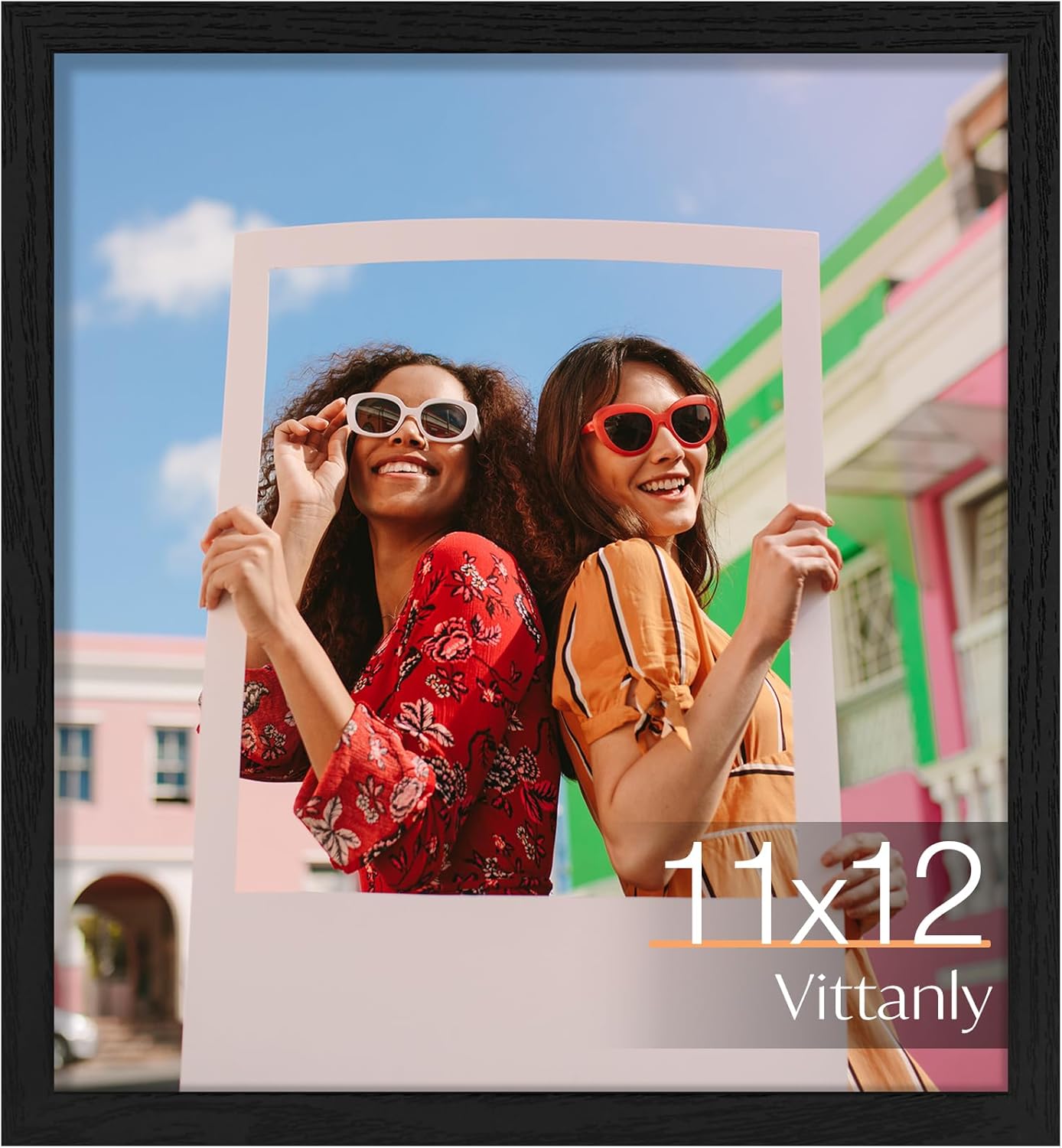 Vittanly 11x14 Picture Frame, Display Pictures 8x10 with Mat or 11x14 without Mat, Photo Frame for Wall Mounting, Black, 1 Pack - Colors A