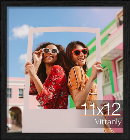 Vittanly 11x14 Picture Frame, Display Pictures 8x10 with Mat or 11x14 without Mat, Photo Frame for Wall Mounting, Black, 1 Pack - Colors A