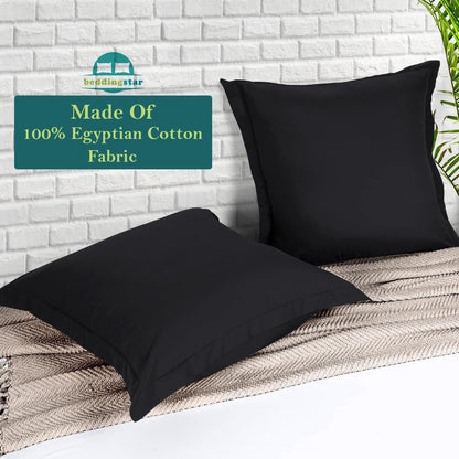 Euro Sham Covers 26x26 Set of 2 White 600 Thread Count 100% Egyptian Cotton Pack of 2 Euro 26x26 Pillow Covers Cushion Cover Cases Soft Skin Friendly European Size Decorative Square Pillow Shams