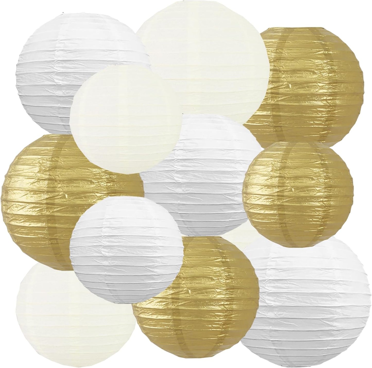 BEISHIDA 10Pcs White Paper Lanterns Decorative Chinese/Japanese Hanging Round Paper Lanterns Lamp for Birthday, Wedding, Christmas, Bridal, Home Decor, Party Decoration(Size of 4”, 6”, 8”, 10”)