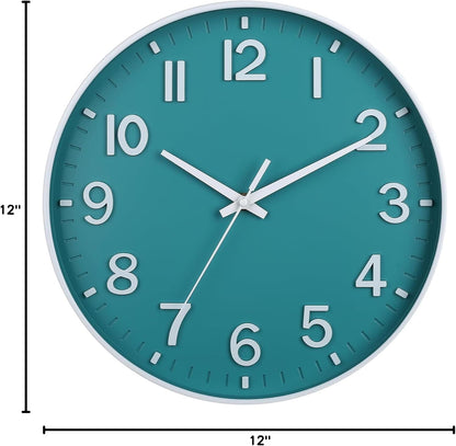 HZDHCLH Wall Clocks Battery Operated,12 inch Silent Non Ticking Modern Wall Clock for Living Room Bedroom Kitchen Office Classroom Decor (Olive Green and Gold)
