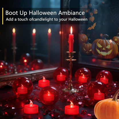 LED Tea Lights - 12 Pack Flameless Battery Operated Candles, 200+ Hours Flickering Warm White, Realistic Fake Tealights for Weddings, Home Decor, Parties, and Sweetest Day