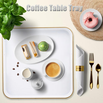 Green Decorative Tray with Handles, Versatile Serving Tray for Coffee Table, Ottoman, Ideal for Serving, Displaying, Organizing, 15.7"*10.2"*1.57"