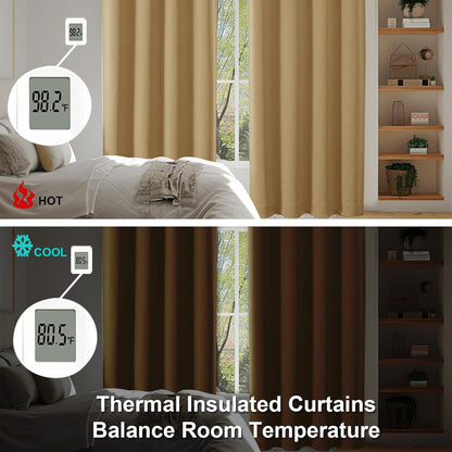 Simplebrand Ava Sage Green Blackout Curtains for Bedroom 63 Inch Length 2 Panels Set, Solid Thermal Insulated Energy Saving Rod Pocket Window Treatment Curtains Blackout Drapes, W40 x L63 Inch, Sage - Colors A