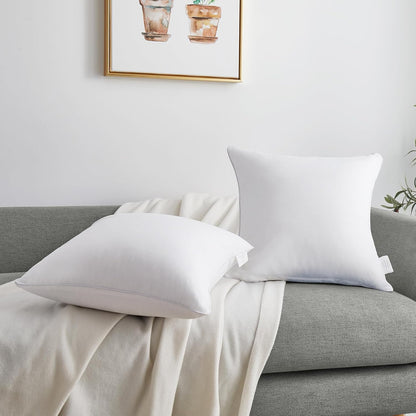 Oubonun 18"x18" Pillow Inserts (Set of 2) - Throw Pillow Inserts with 100% Cotton Cover - 18 Inch Square Interior Sofa Pillow Inserts - Decorative Pillow Insert Pair - White Couch Pillow