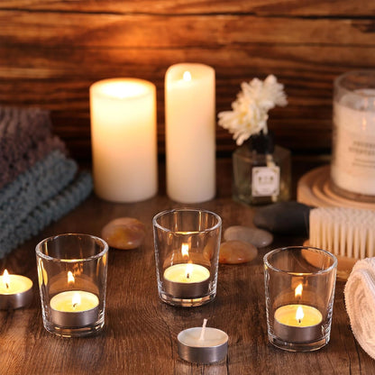 Letine 36-Pack Votive Candle Holders - Clear Glass Tea Light Holders - Glass Votive Candle Holder Bulk for Wedding Centerpieces/Home Table Decor/Propose/Christmas and Spring Party Decor