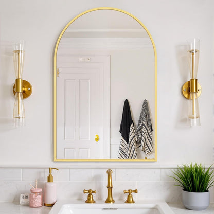 Bathroom Mirror for Wall, 24 Inch Round Mirror, Matte Black Metal Framed Circle Vanity Mirror for Bathroom Bedroom Living Room Entryway, Anti-Rust, Tempered Glass, Hanging or Leaning