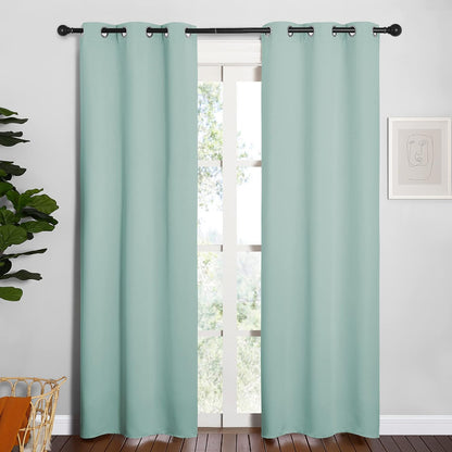 NICETOWN Halloween Pitch Black Solid Thermal Insulated Grommet Blackout Curtains/Drapes for Bedroom Window (2 Panels, 42 inches Wide by 63 inches Long, Black) - Colors A