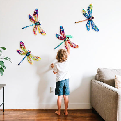SUNREEK Metal Dragonfly Wall Decor, 9 Inches Dragonfly Outdoor Wall Art for Fence Garden Yard Patio Decorations