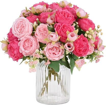 MARTINE MALL 2 Packs Peonies Artificial Flowers, Light Pink Artificial Peonies, Silk Peonies Flowers Fake Peonies Artificial Flowers Peonies Bouquet for Centerpiece Table Wedding Party Home Decor