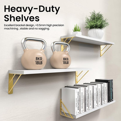 BAYKA Wall Mounted Floating Shelves, Wood Floating Wall Shelf for Books & Decor, Small Space-Saving Display & Organizer（Black，Set of 3）