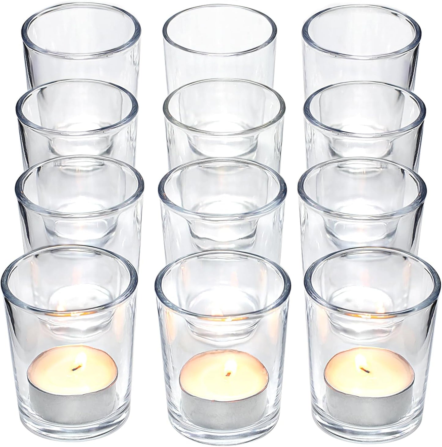 Letine 36-Pack Votive Candle Holders - Clear Glass Tea Light Holders - Glass Votive Candle Holder Bulk for Wedding Centerpieces/Home Table Decor/Propose/Christmas and Spring Party Decor