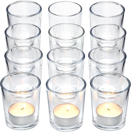 Letine 36-Pack Votive Candle Holders - Clear Glass Tea Light Holders - Glass Votive Candle Holder Bulk for Wedding Centerpieces/Home Table Decor/Propose/Christmas and Spring Party Decor