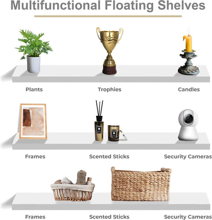 Sorbus Floating Shelves for Wall - 48 Inch Long Bathroom Shelves, Wall Decor for Bedroom, Kitchen, Living Room & Book Storage - Mounted Floating Shelf with Invisible Brackets (Maple Wood, 2 Pack)