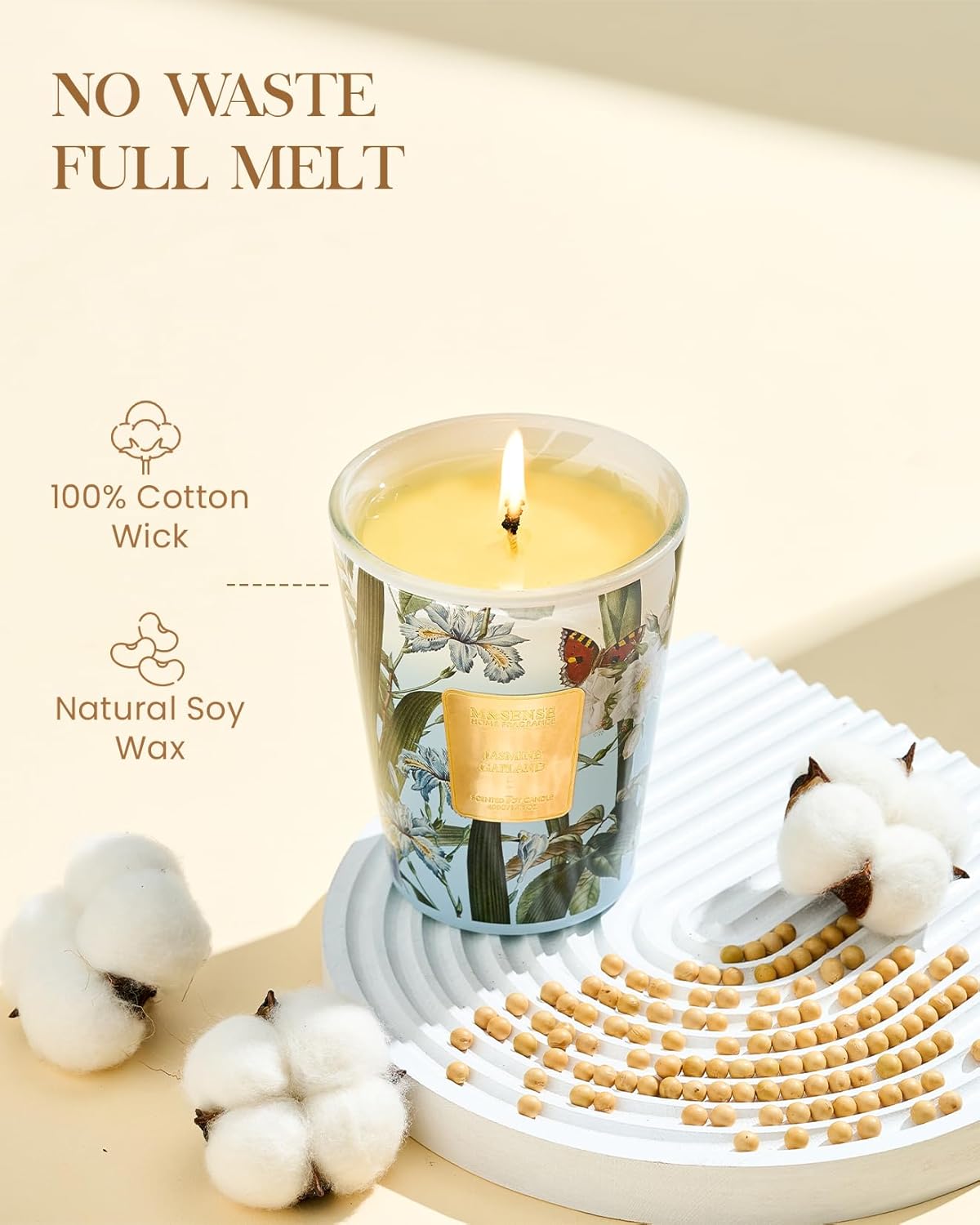 M&SENSE Jasmine Candles Highly Scented 3 Wick 35oz 150 Hours Burn Extra Large Jar Candles for Women, Natural Soy Wax Aromatherapy Candle for Stress Relief, Meditation, Yoga, Spa - Colors A