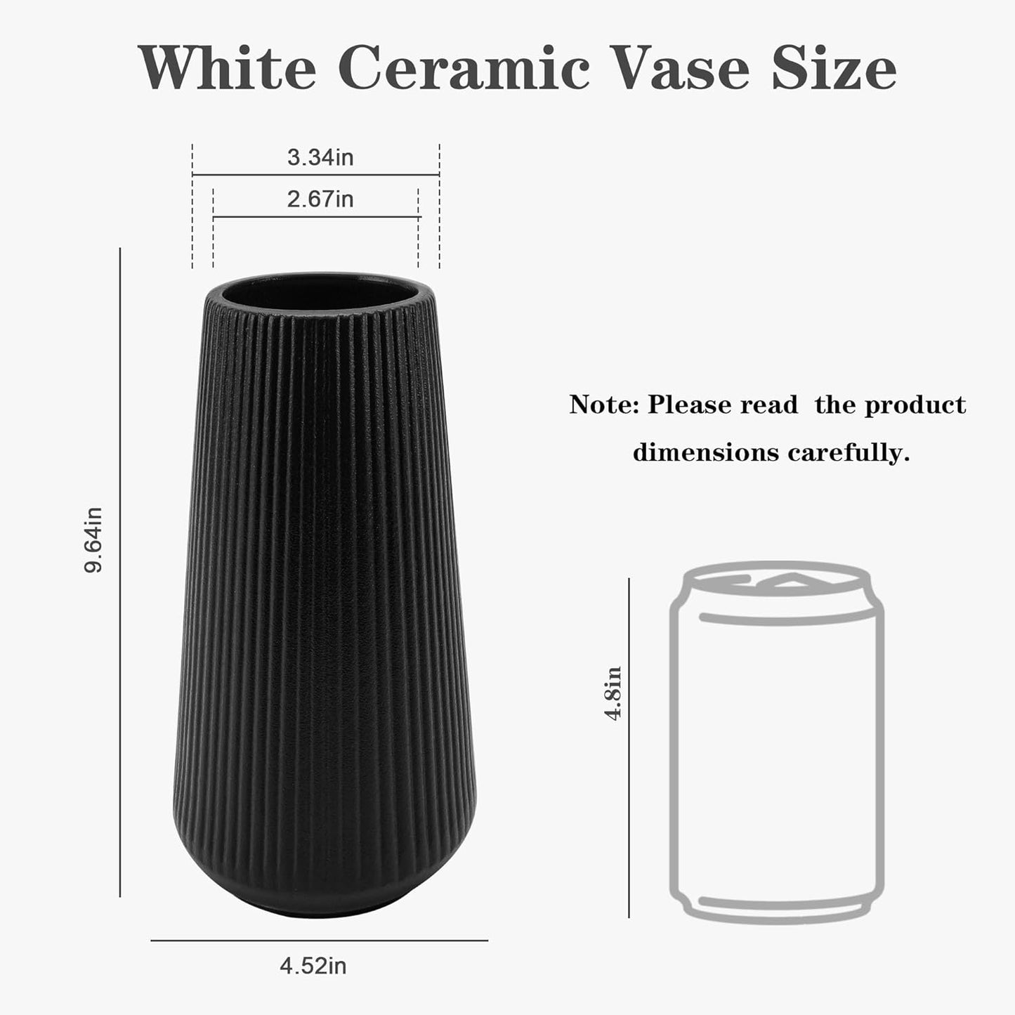 White Ceramic Vase, GUKJOB Small Cute Flower Vase for Pampas Grass, Home, Living Room, Dining Table, Farmhouse, Office Decor, Bedroom, Table, and Kitchen Shelf (White)