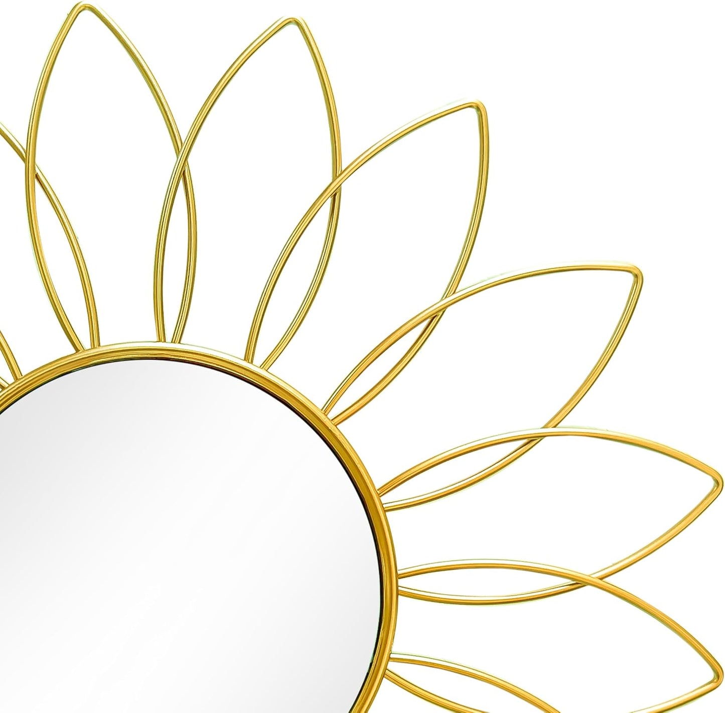 3 Pack Metal Mirrors for Wall Sunburst Wall Mirrors Home Décor Decorative Hanging Wall Art for Living Room Bedroom Entryway (Gold, Flower+Sunburst)