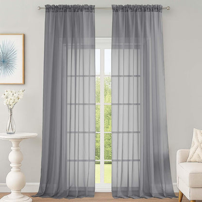 OWENIE Sheer Curtains 84 inches Long 2 Panels Set for Living Room/Bedroom, Rod Pocket Voile Sheer Panel Drapes, White, 2pcs, Each 42" W x 84" L - Colors A