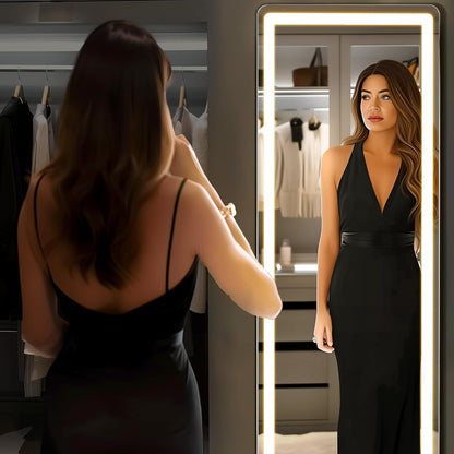 Mirror Full Length, Upgraded 16"x59" Body Wall Mirrors with Shatter-Proof Glass, Floor Standing, Hanging or Leaning, Tall Mirror with Stand Aluminum Alloy Frame for Bedroom Cloakroom