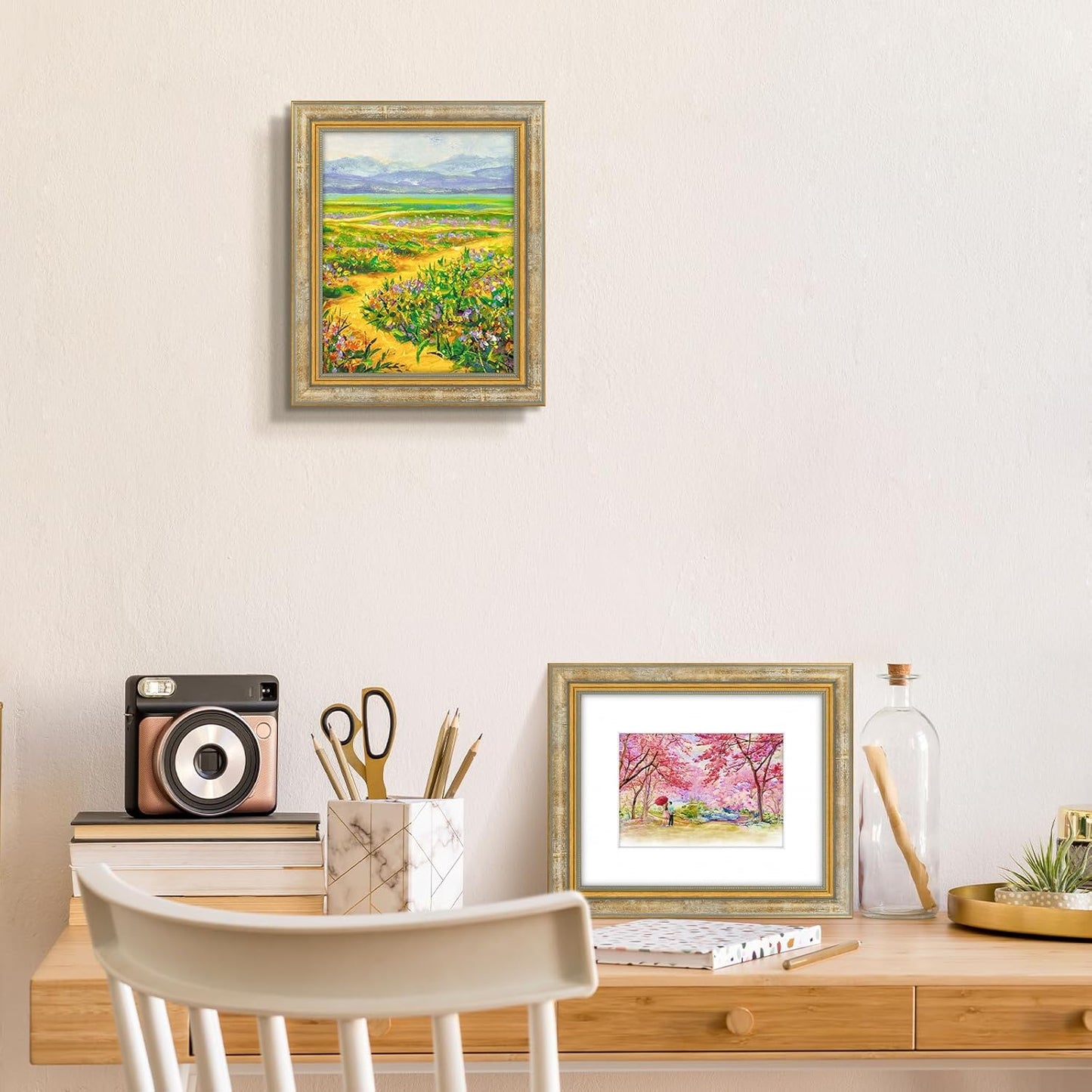 Golden State Art,11x14 Ornate Picture Frame for 8x10 Photo with Mat or 11 x 14 Prints without Mat,Real Glass Wall Display(Color:Green Gold)
