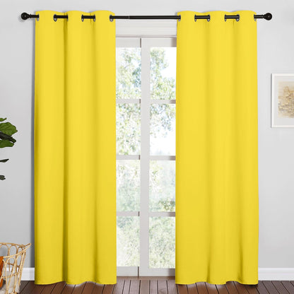 NICETOWN Halloween Pitch Black Solid Thermal Insulated Grommet Blackout Curtains/Drapes for Bedroom Window (2 Panels, 42 inches Wide by 63 inches Long, Black) - Colors C