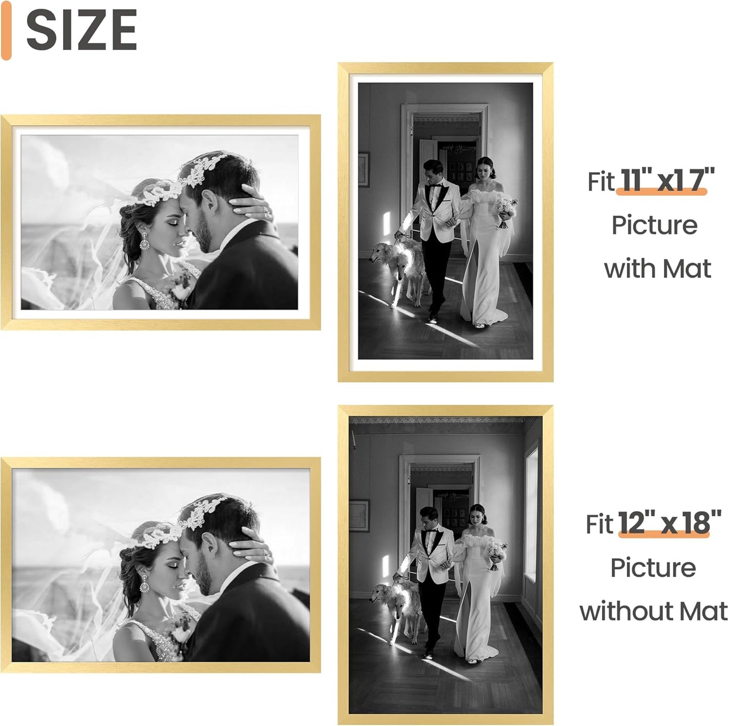upsimples 8x10 Picture Frame, Display Pictures 5x7 with Mat or 8x10 Without Mat, Wall Hanging Photo Frame, Black, 1 Pack - Colors B