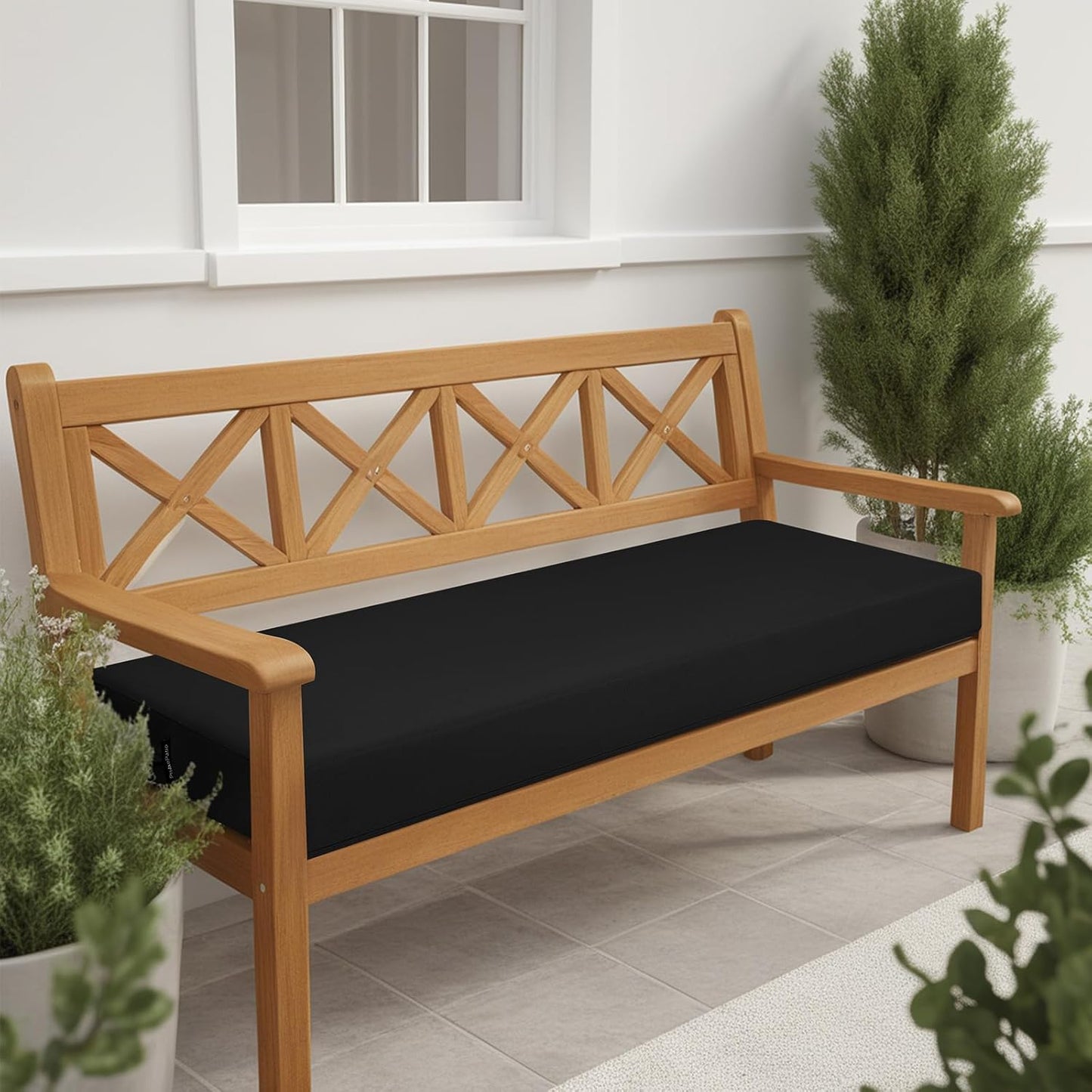 idee-home Outdoor Bench Cushion Waterproof, Bench Cushions for Outdoor Furniture, Patio Porch Swing Replacement Seat Pad with Ties for Garden Backyard, 48 x 18 Inch Red