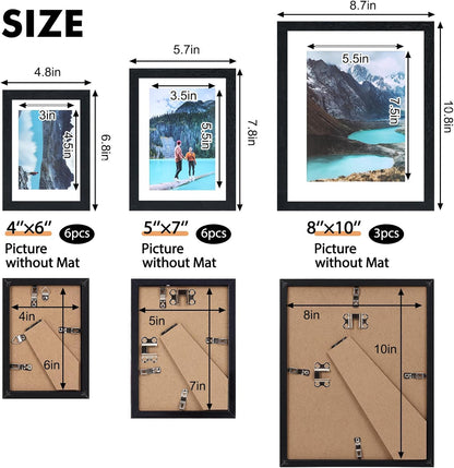 Fixwal Picture Frames Set, Gallery Wall Frame Set Picture Frames Collage 15 Pack for Wall or Tabletop with 8x10 5x7 4x6 Frames, Soft Earth Tones