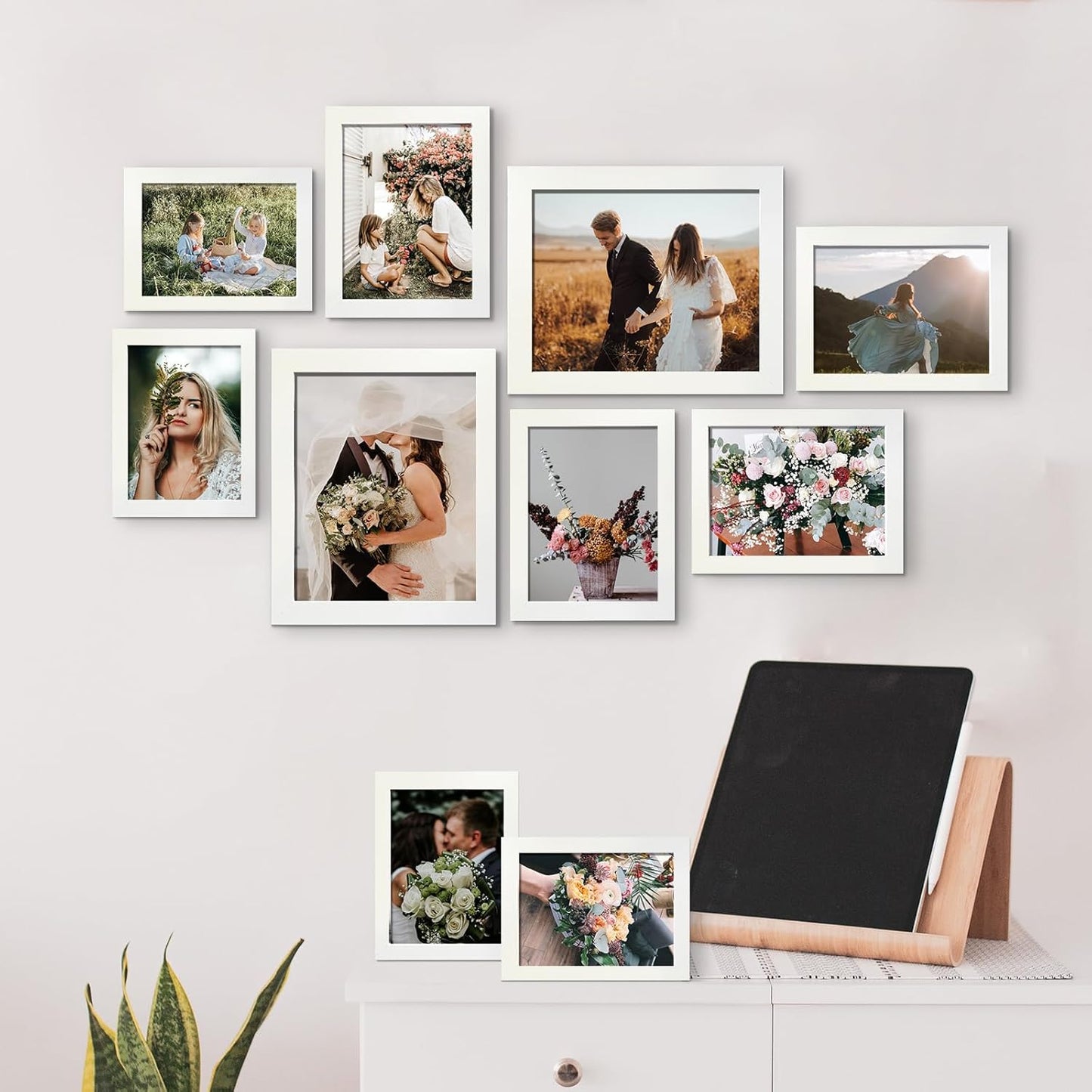 LUCKYLIFE Picture Frames Collage Wall Decor 10-Pack, Gallery Wall Frame Set with 8x10 5x7 4x6 Frames in 3 Different Finishes