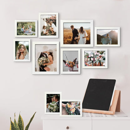 LUCKYLIFE Picture Frames Collage Wall Decor 10-Pack, Gallery Wall Frame Set with 8x10 5x7 4x6 Frames in 3 Different Finishes