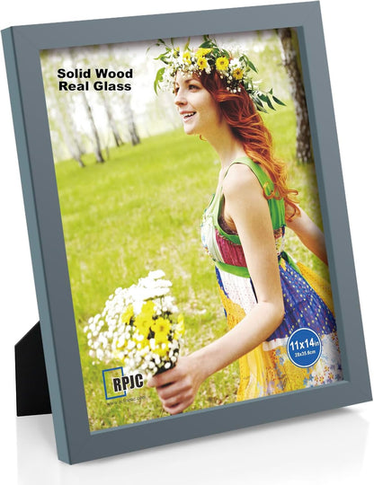 RPJC 5x7 Picture Frames Made of Solid Wood High Definition Glass for Table Top Display and Wall Mounting Photo Frame Black