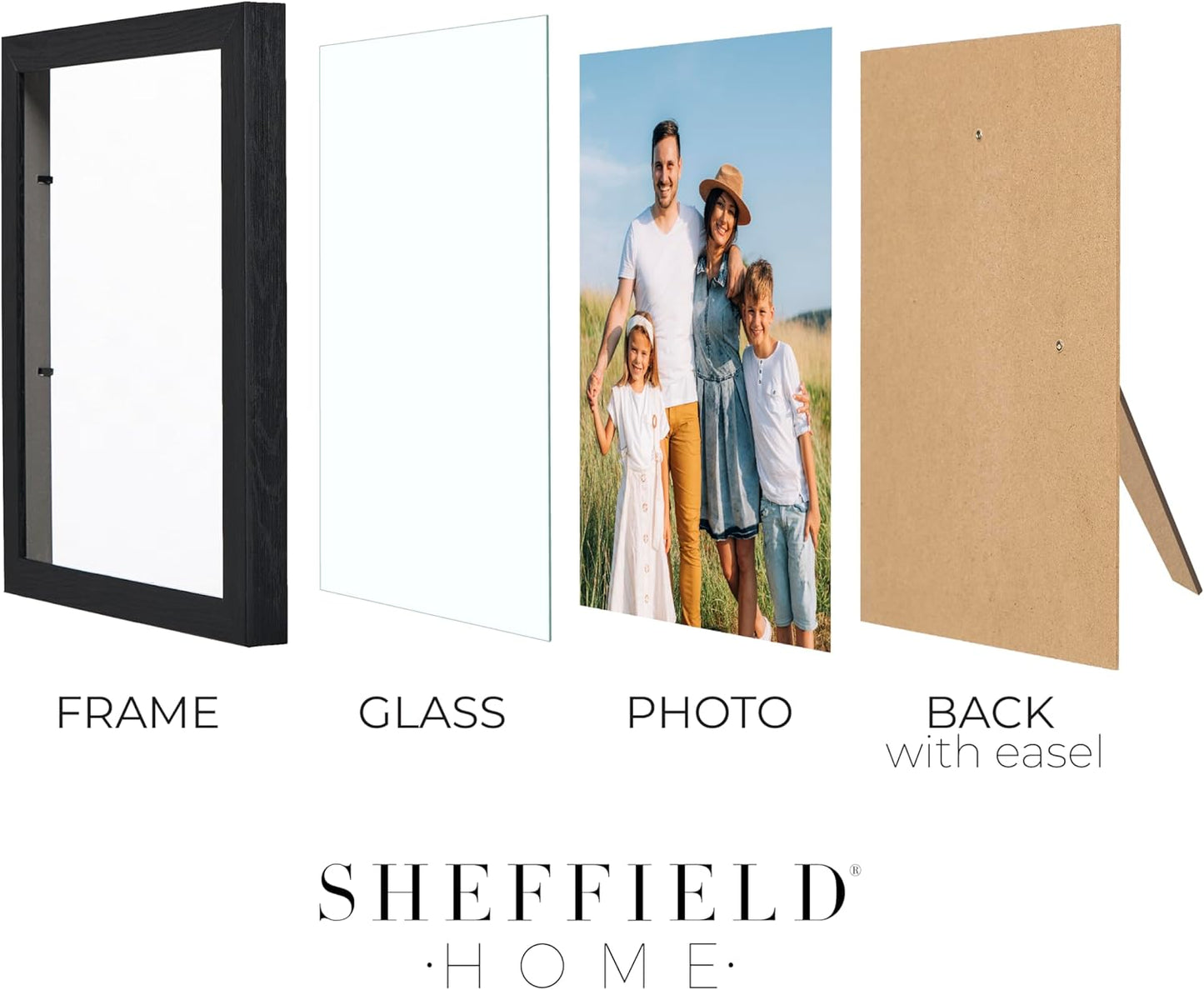 Sheffield Home 9 Piece Gallery Wall Frame Set, 11x14 in. matted to 8x10 in. (Matte Black)