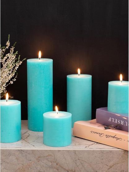 CANDWAX 3x4 inch Pillar Candles Set of 3 – Unscented Dripless Rustic Dark Blue Candles for Room Decor, Weddings, Centerpieces