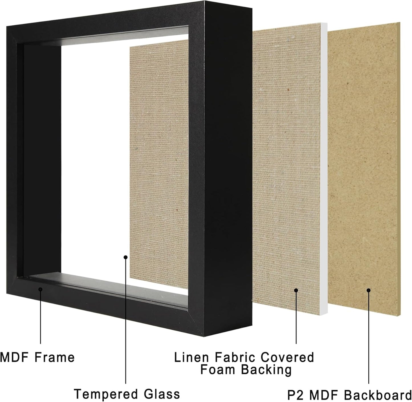 12x16 Large Shadow Box Picture Frame Display Case with Soft Linen Back, White Wooden Memory Shadow Box Frame with Tempered Glass Cover for Wall Display