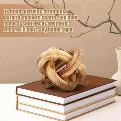 Yalikop 3 Link Wood Knot Decor Rustic Home Décor Accents Hand Carved Coffee Table Decoration, Boho Chain Link Decoration, Modern Shelf, Rustic Objects for Home Living Room Bedroom(White)